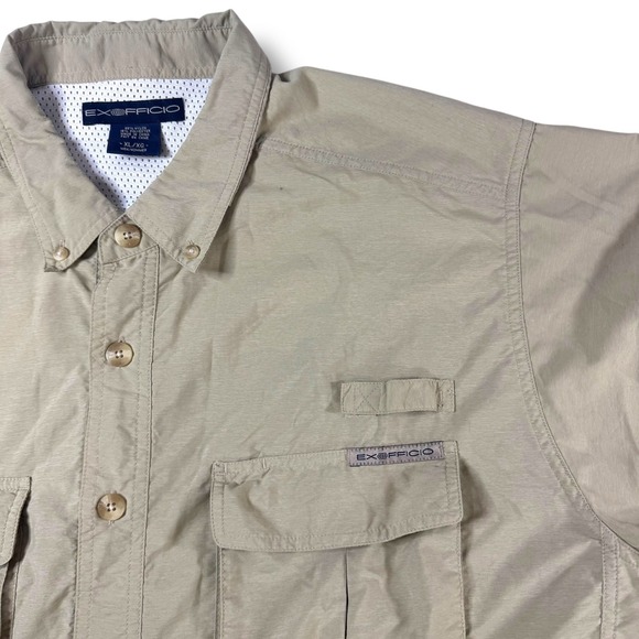 ExOfficio Khaki Long Sleeve Button Down Utility Shirt XL Outdoor - Picture 9 of 9
